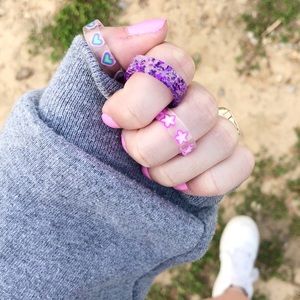 Purple Heart Resin Ring Set 💜